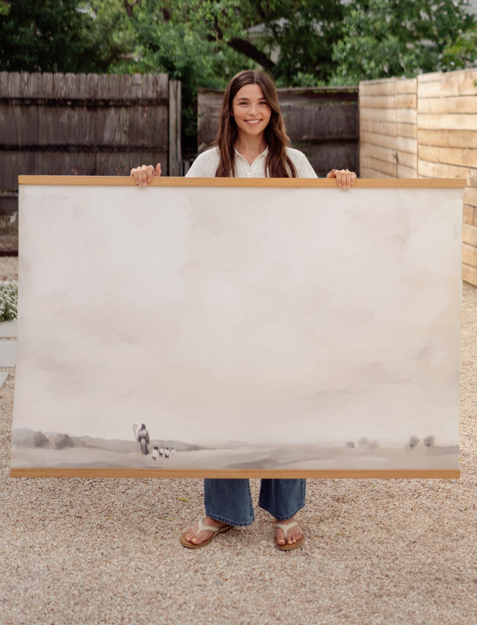 Large Canvas with Banner Wood: Jesus is my Shepherd