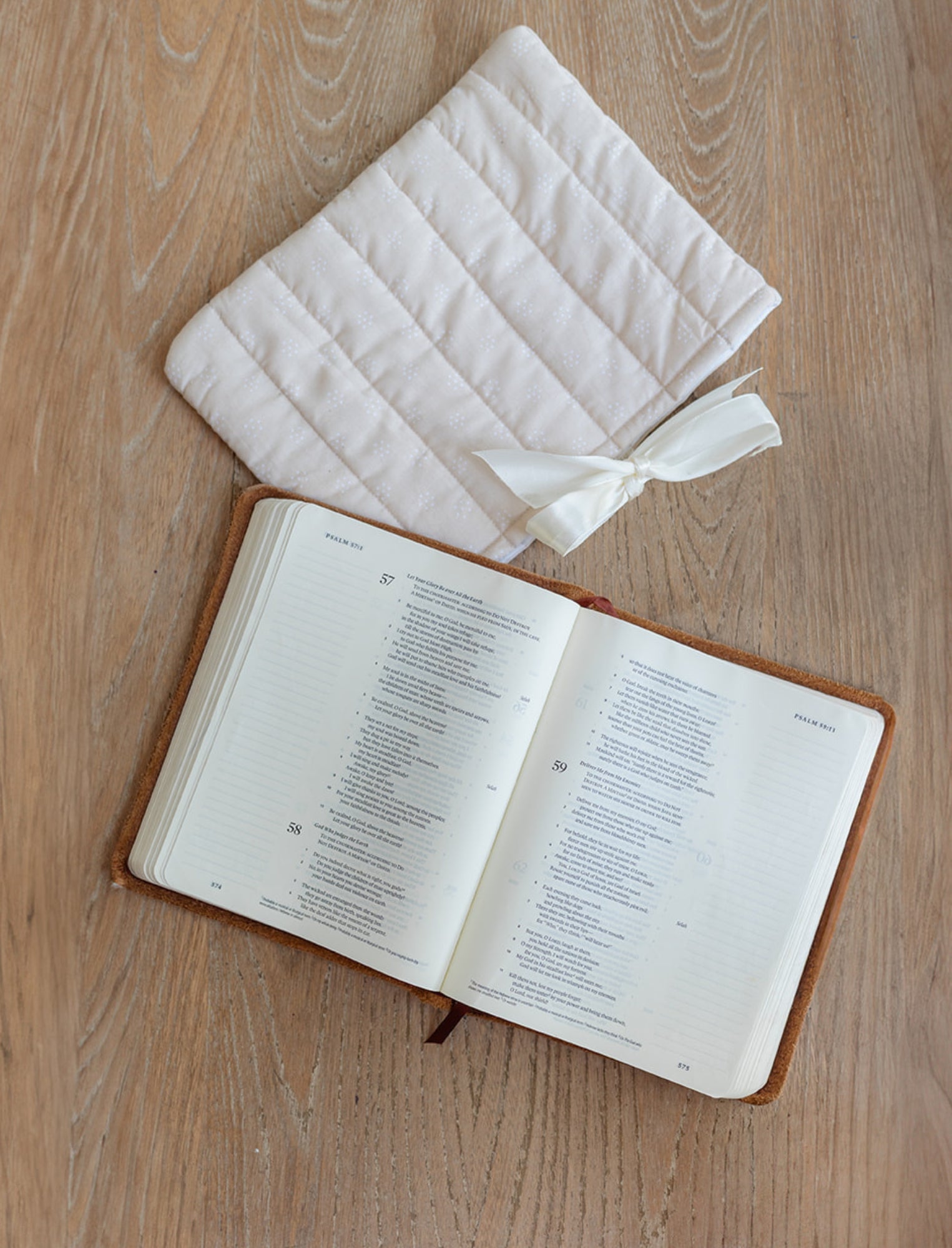 Quilted Bible Cover: Cream