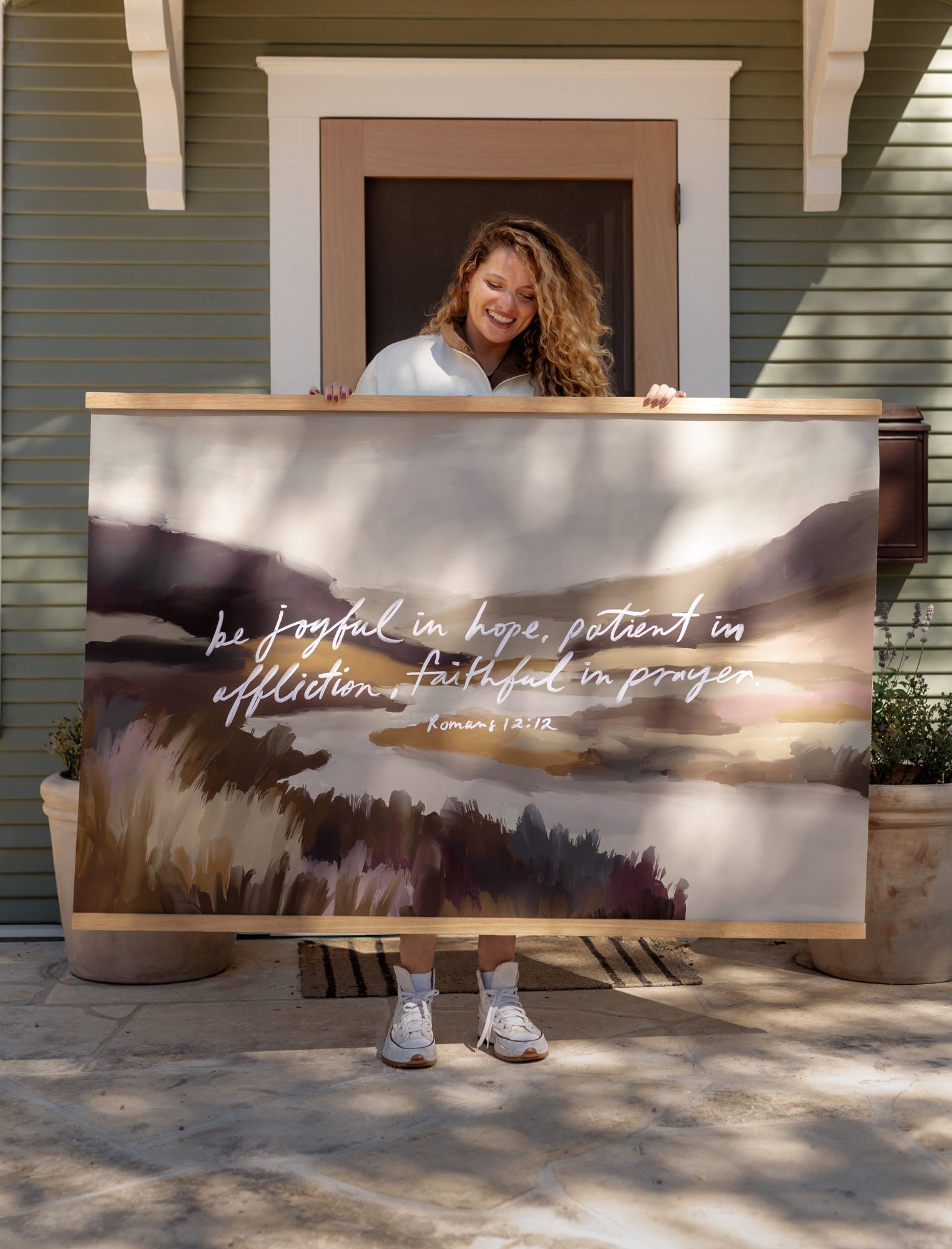 Large Canvas with Banner Wood: Be Joyful in Hope