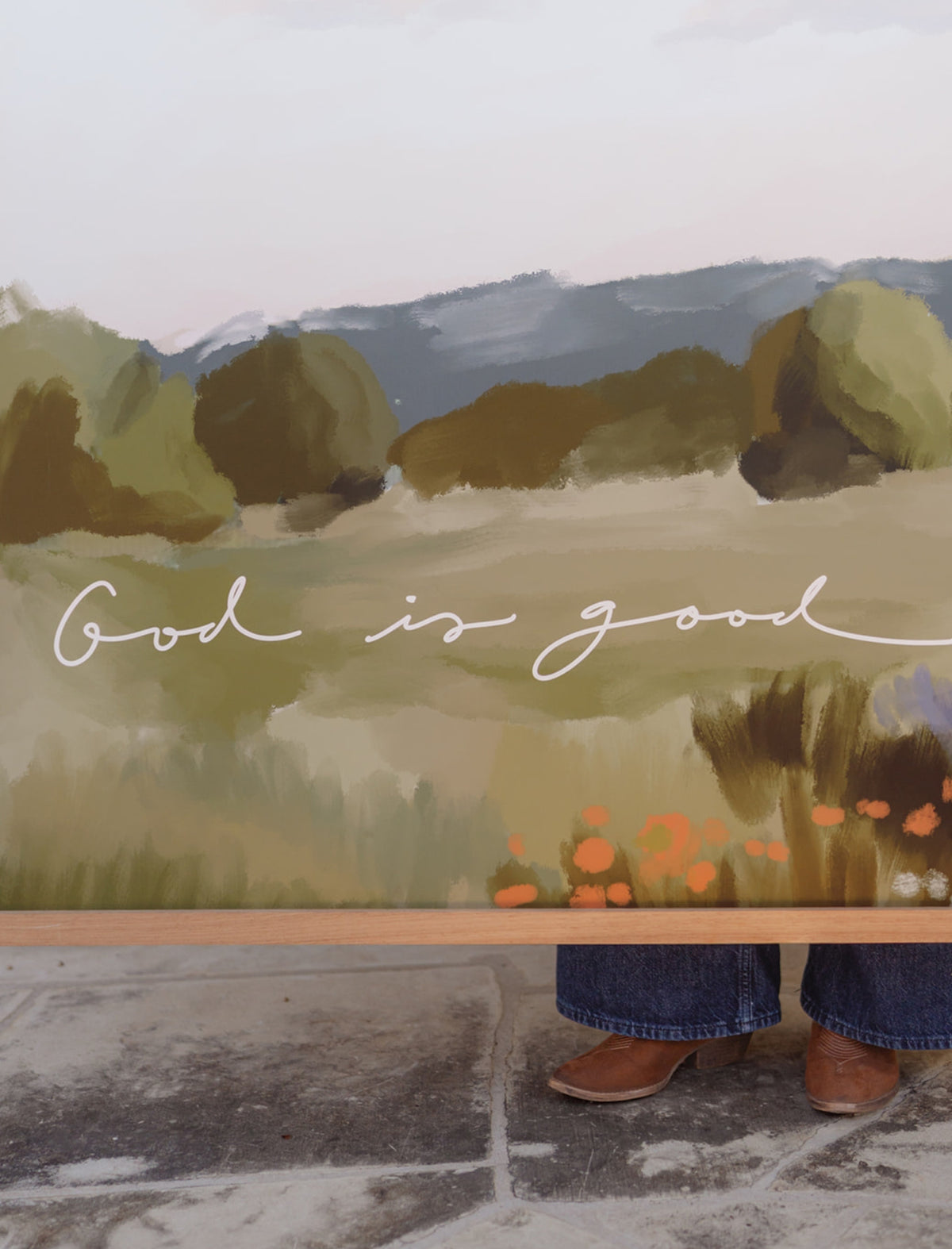 Large Canvas with Banner Wood: God is good