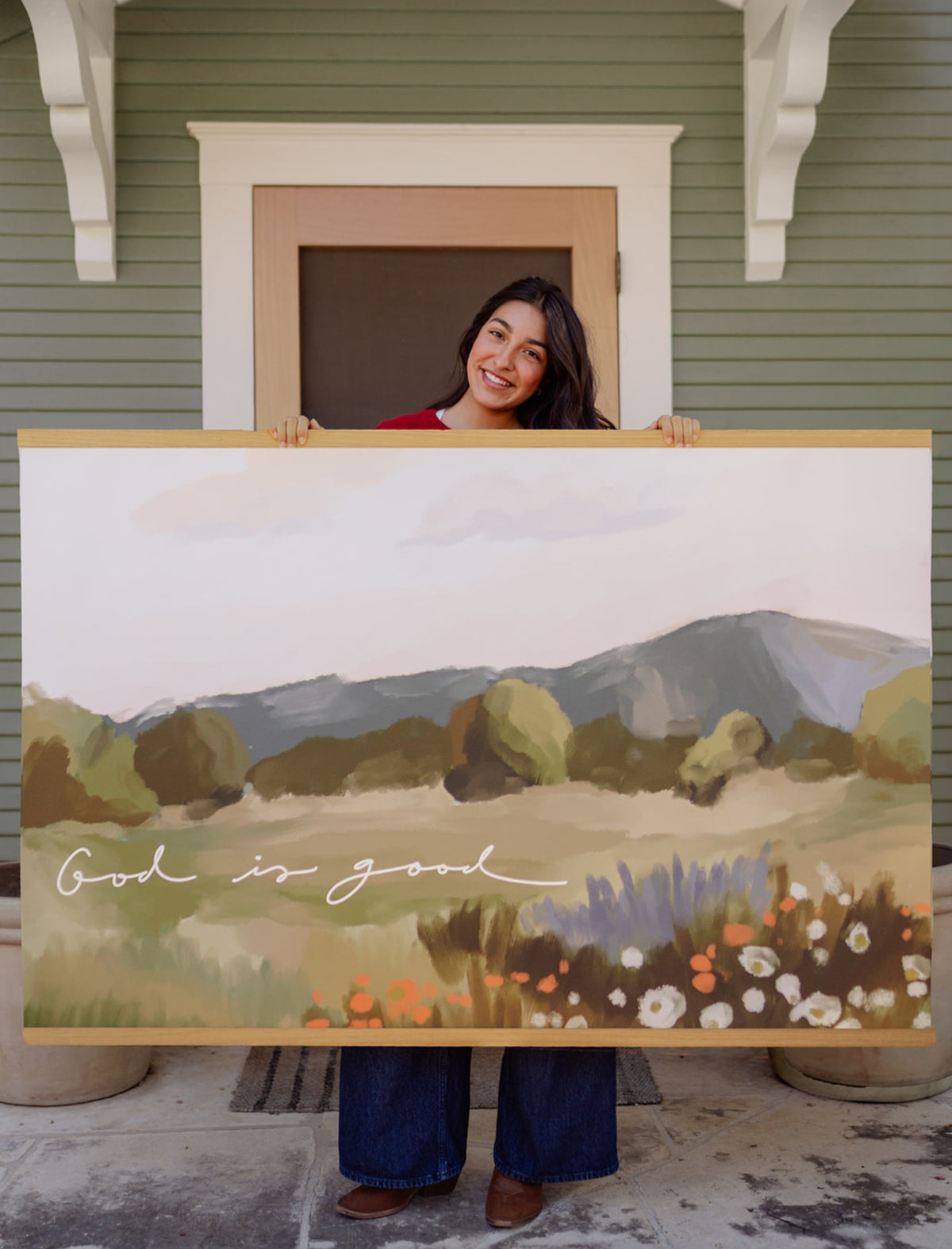 Large Canvas with Banner Wood: God is good