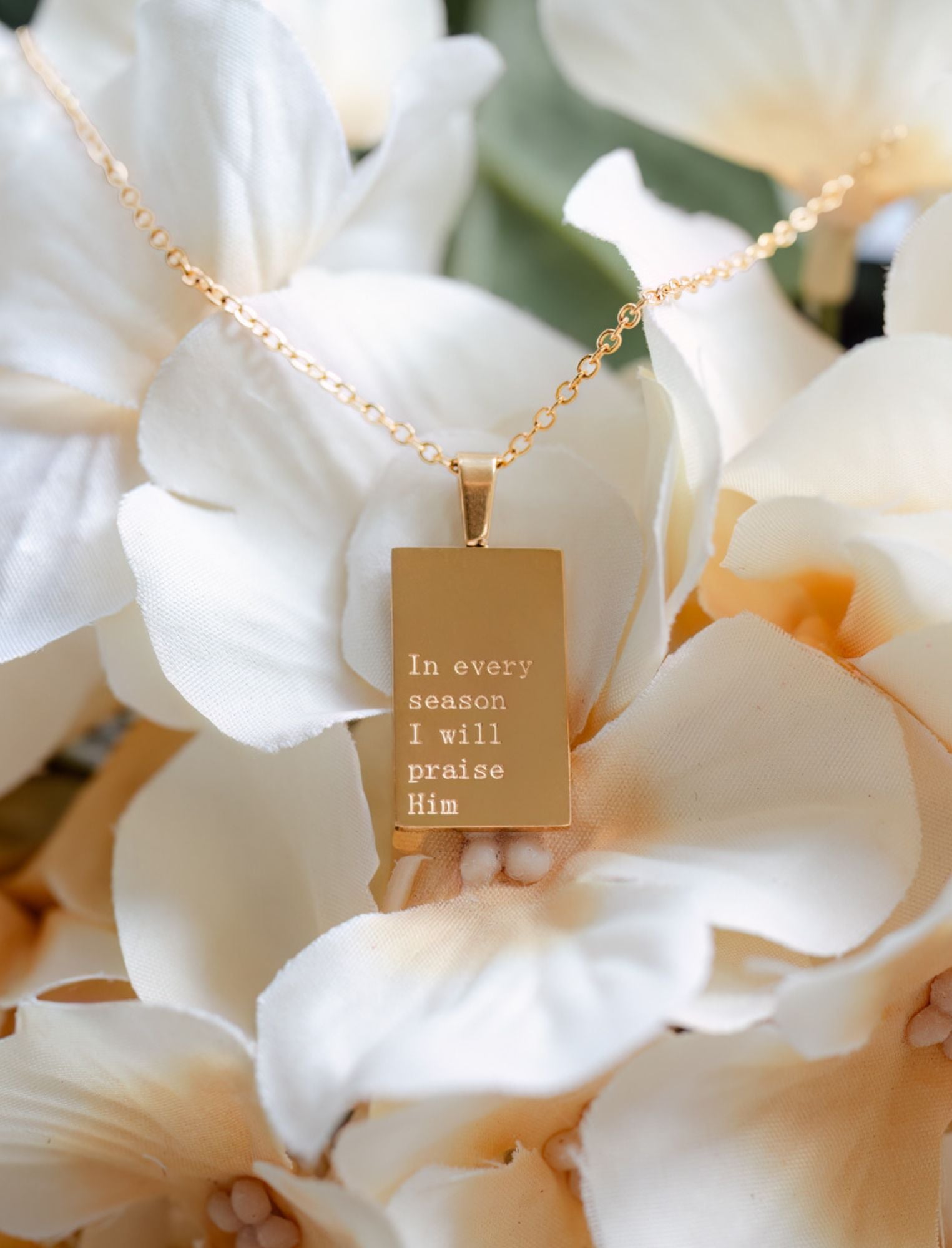 Necklace: 18kt Gold In every season I will Praise